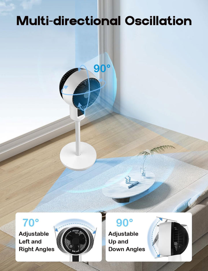 Verstellbarer Standventilator mit 3D-Oszillation – Aerion