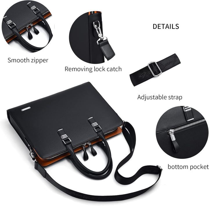 Business-Laptoptasche aus Echtleder mit mehreren Fächern für Profis