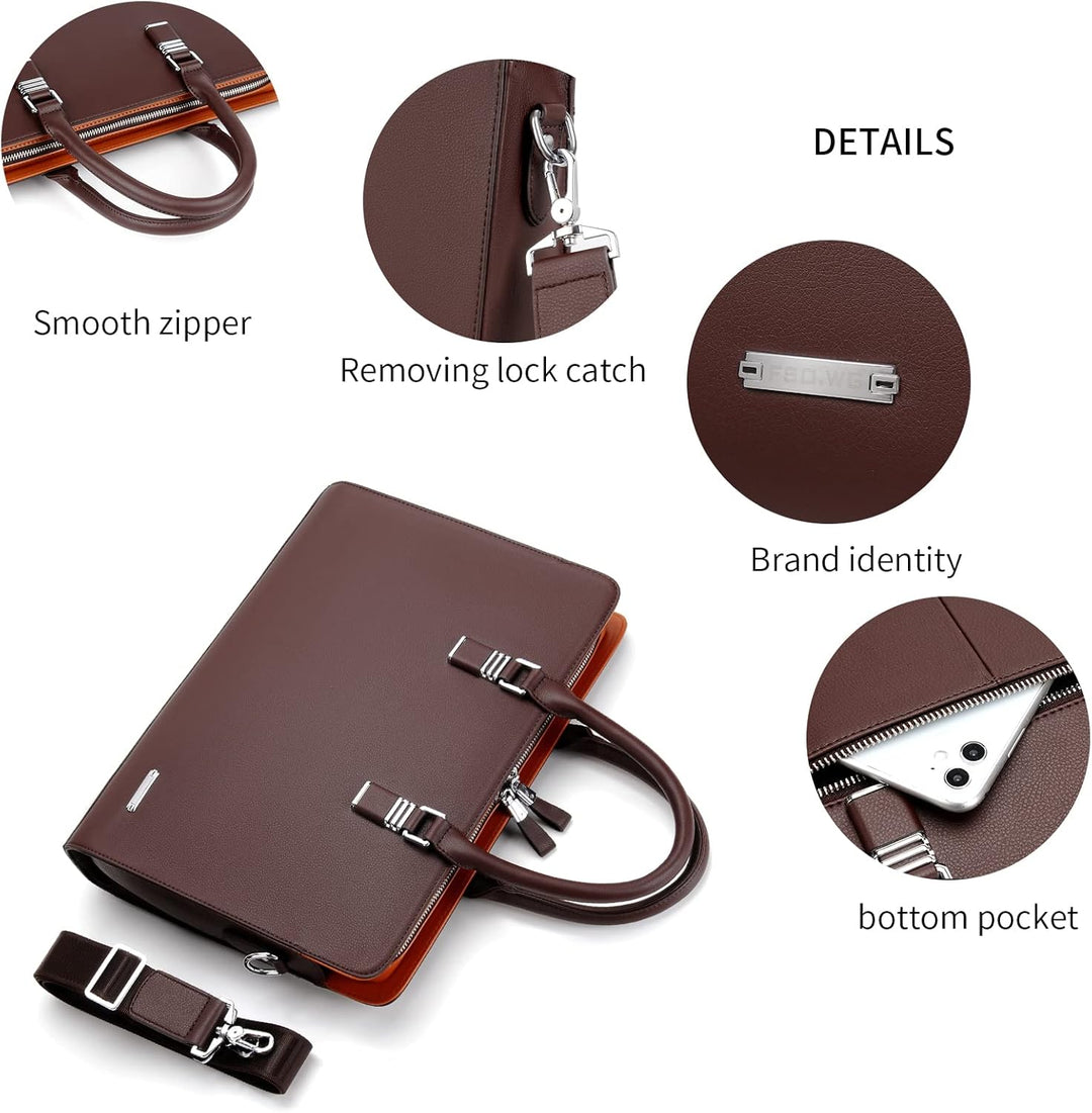 Business-Laptoptasche aus Echtleder mit mehreren Fächern für Profis