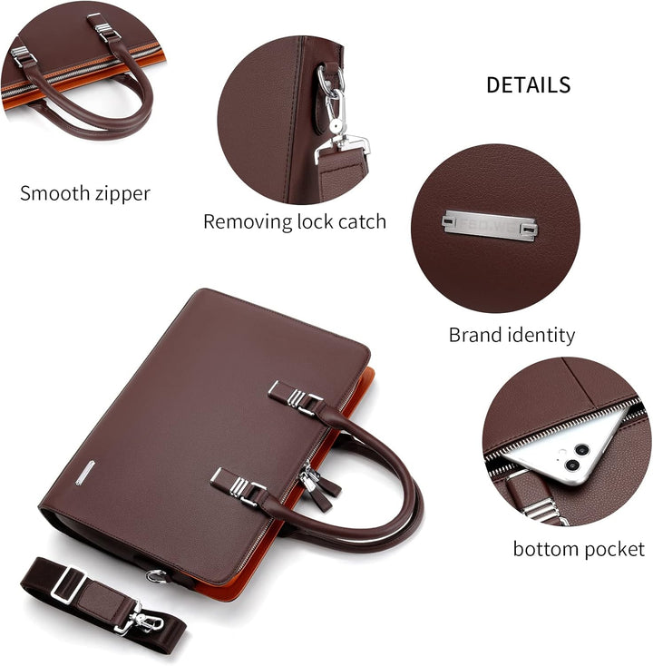 Business-Laptoptasche aus Echtleder mit mehreren Fächern für Profis