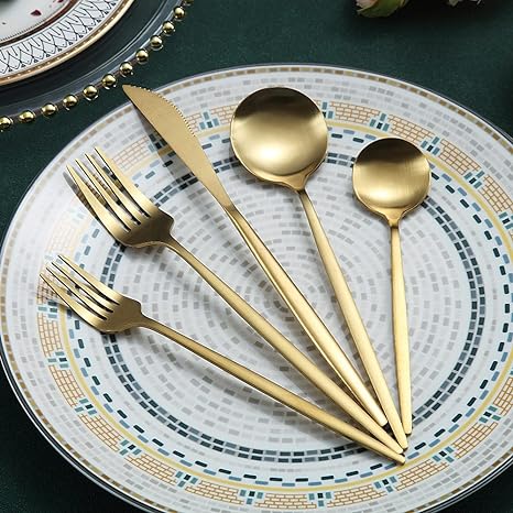 Luxus-Besteckset aus Edelstahl – Design in Gold | 24 Teile / 48 Teile