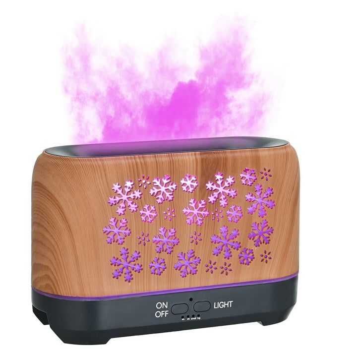 Aroma-Diffusor mit Flammeneffekt in 7 Farben und Schneeflockenprint