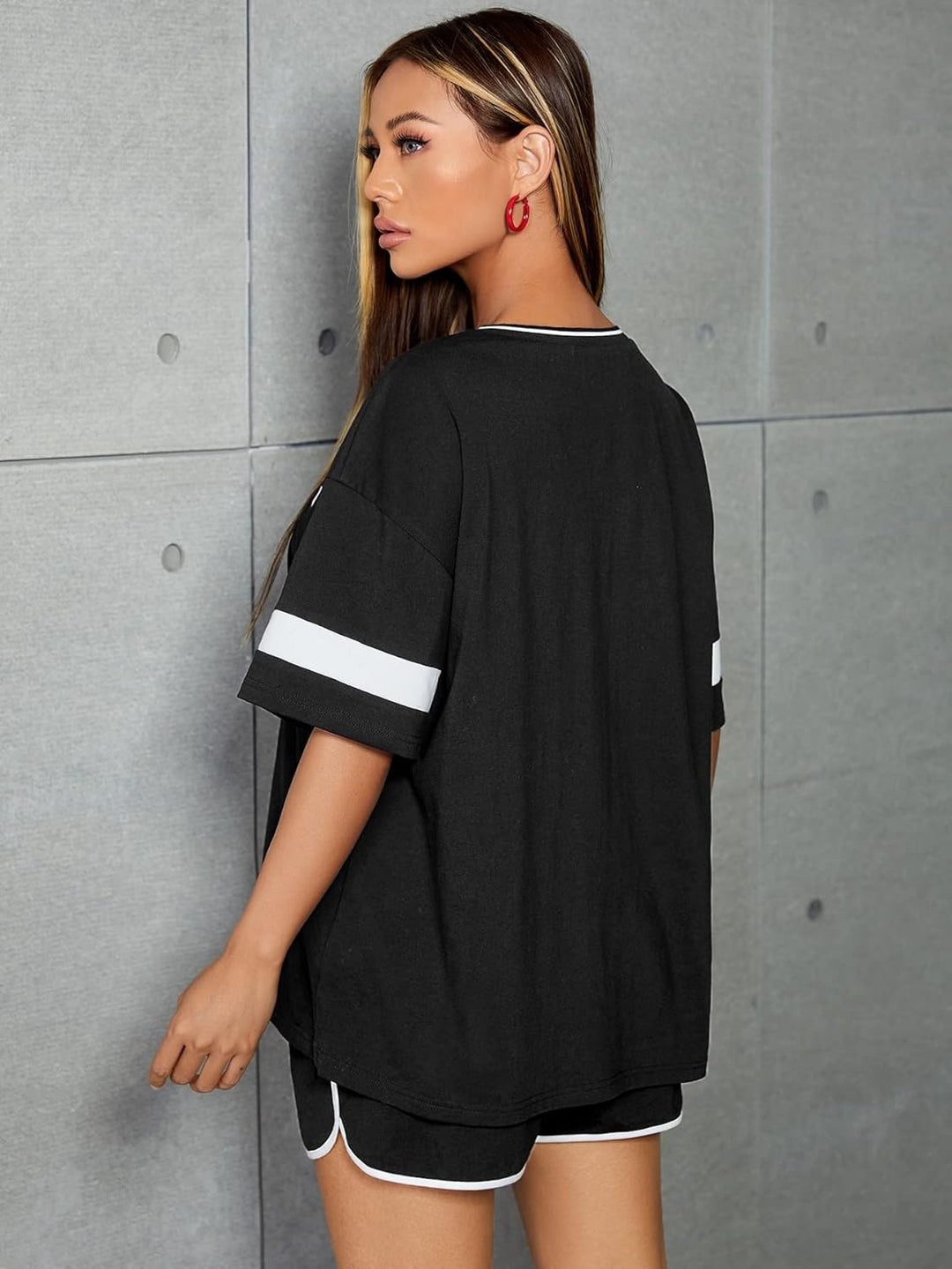 Übergroßes Freizeit-Baseball-/Football-Shirt für Damen