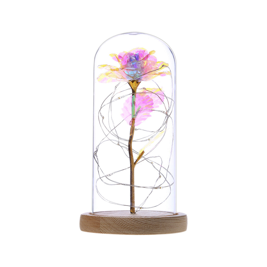 Rose unter Glaskuppel mit LED-Licht, romantisches Geschenk