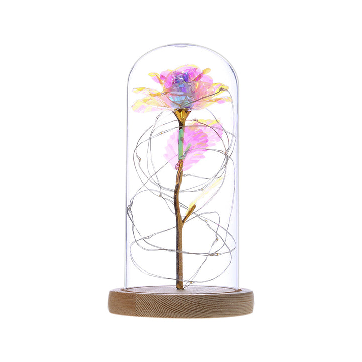 Rose unter Glaskuppel mit LED-Licht, romantisches Geschenk
