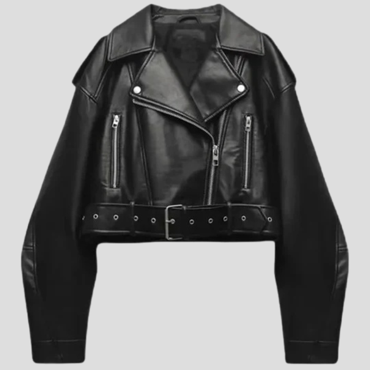 Kurze Damenjacke mit Gürtel