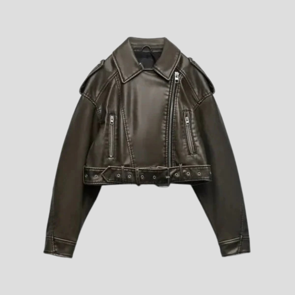 Kurze Damenjacke mit Gürtel