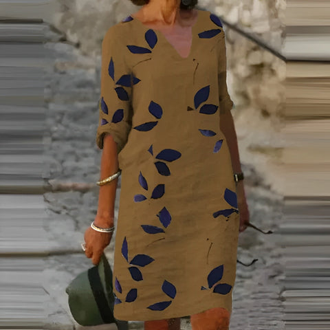 Trendiges Sommerkleid mit Blätterprint – Liora