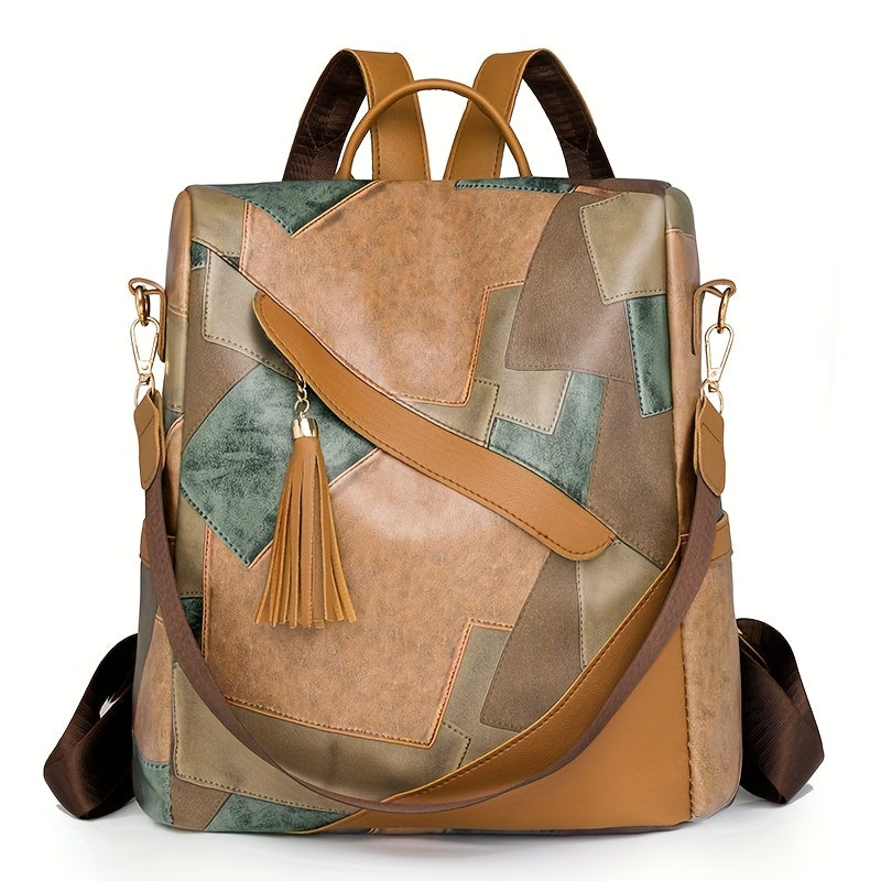 Karierter diebstahlsicherer Rucksack mit mehreren Taschen