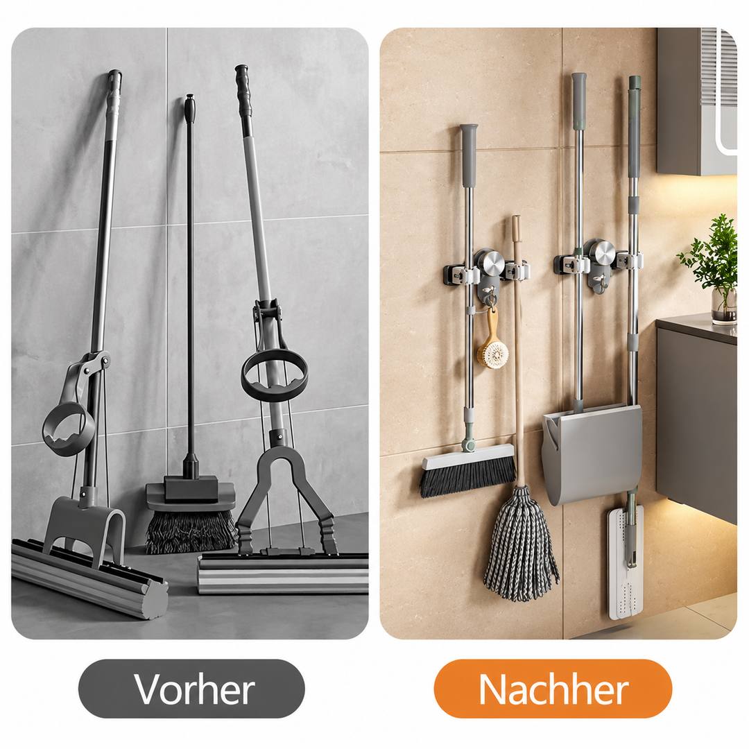 Besenhalter mit Saugnäpfen – Platzsparender Wandhalter