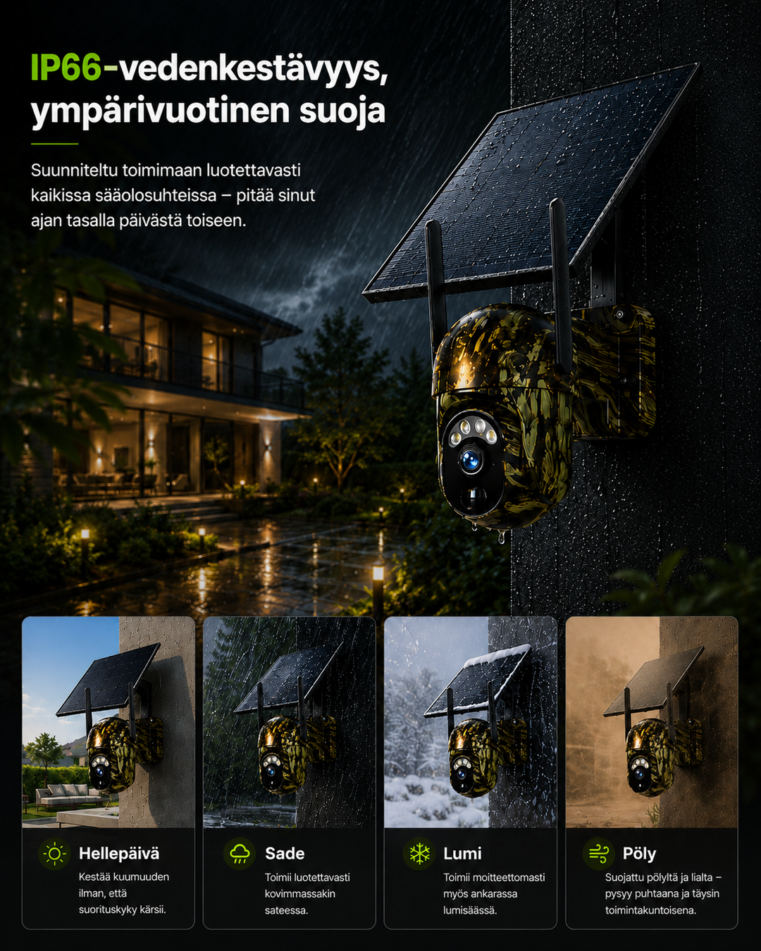 Solarbetriebene kabellose Sicherheitskamera mit 4G LTE oder WLAN, 2K, PTZ, Nachtsicht
