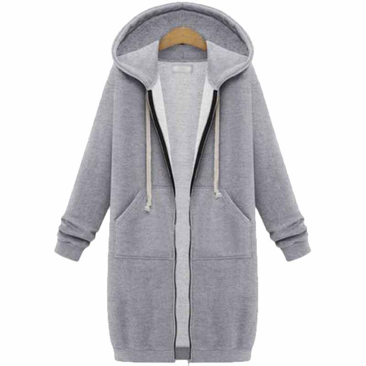 Lässige lange Damen-Strickjacke - CozyZip