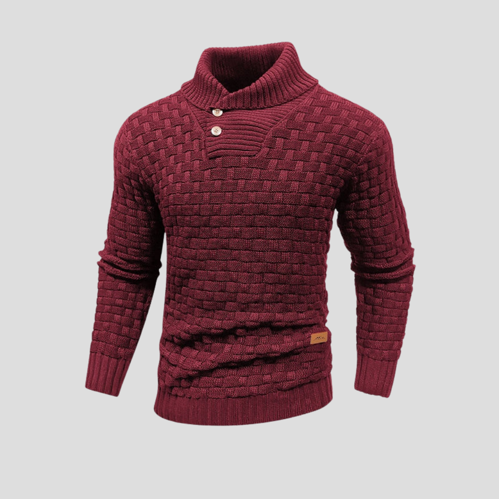 Halbkragen-Pullover mit Knöpfen für Herren