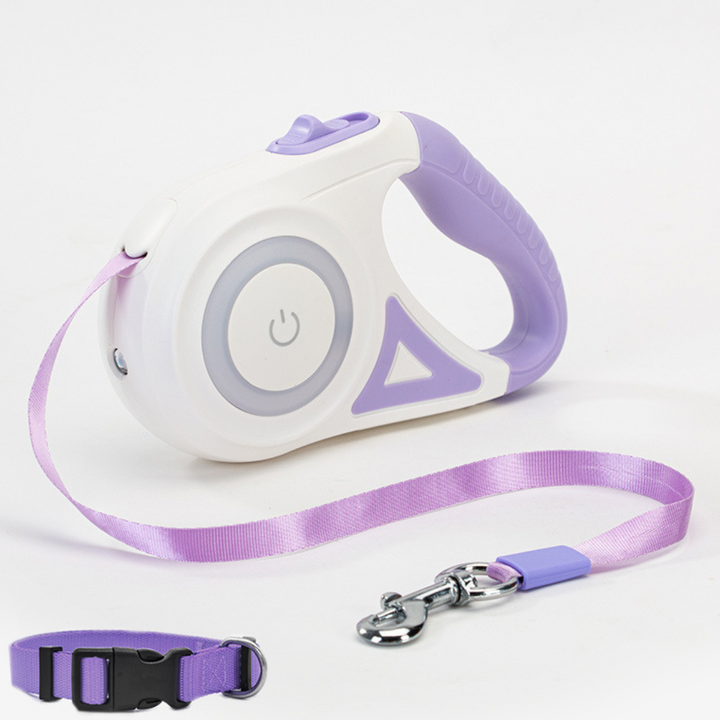 Einziehbare Hundeleine mit LED-Spotlight und Halsband