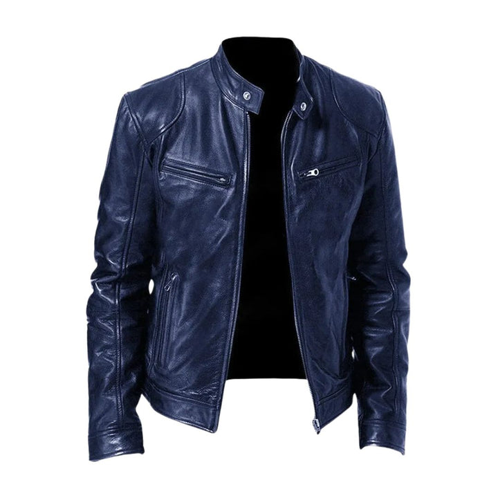 Klassische Lederjacke mit Stehkragen für Männer