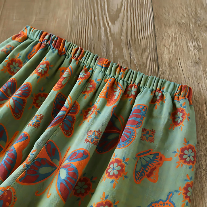 2-teilige Baumwoll-Loungewear mit Schmetterlingsprint