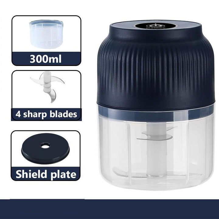 USB-wiederaufladbarer Mini-Zerkleinerer mit 4 Edelstahlklingen, 300-ml-Schüssel
