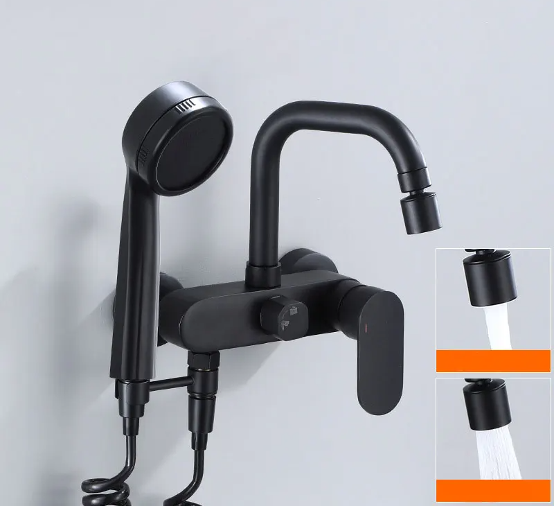AquaJet Wandarmatur in Schwarz aus Messing