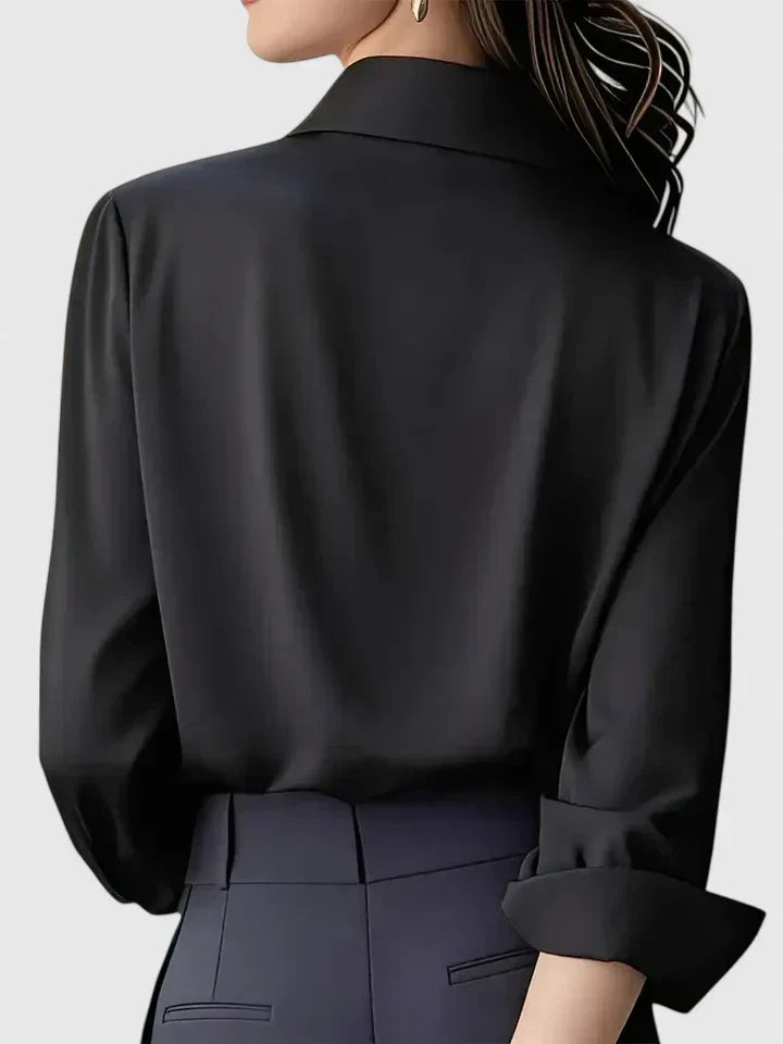 Damen Satin-Langarmbluse – elegante Bürobluse