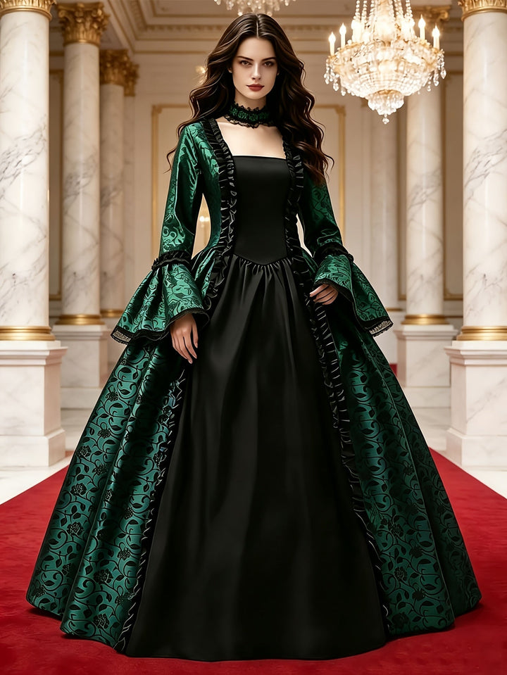 Frauen Gothic Vampir Halloween Kostümkleid mit ausgestellten Ärmeln