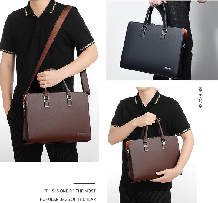 Business-Laptoptasche aus Echtleder mit mehreren Fächern für Profis