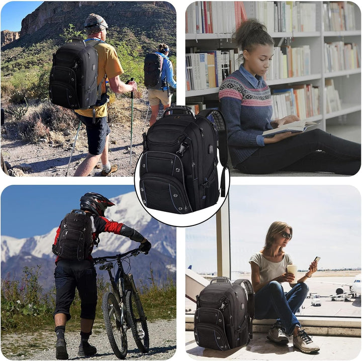 55-L-Extragroßer Reise-Laptoprucksack mit USB-Ladefunktion und RFID-Schutz