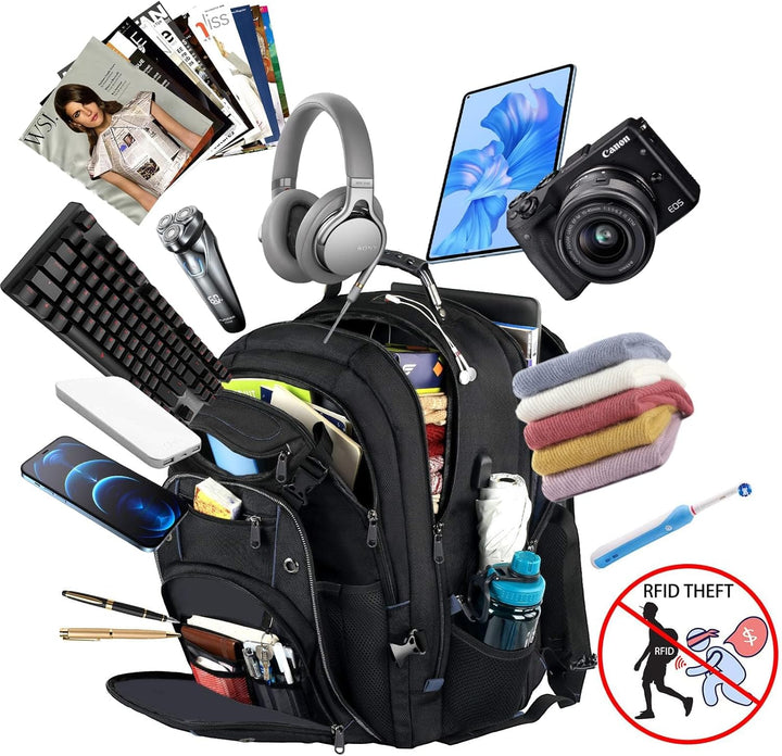 55-L-Extragroßer Reise-Laptoprucksack mit USB-Ladefunktion und RFID-Schutz