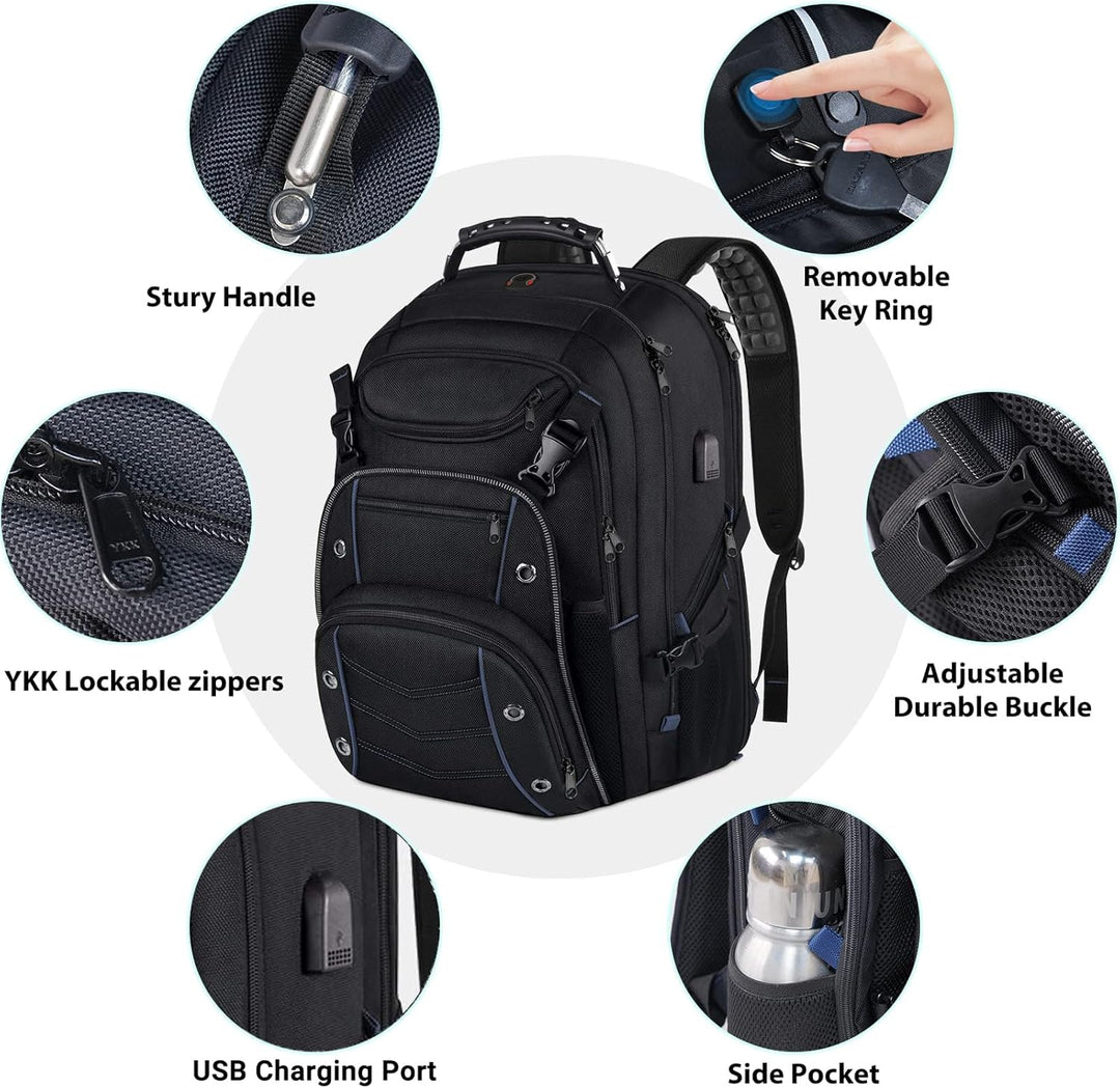55-L-Extragroßer Reise-Laptoprucksack mit USB-Ladefunktion und RFID-Schutz