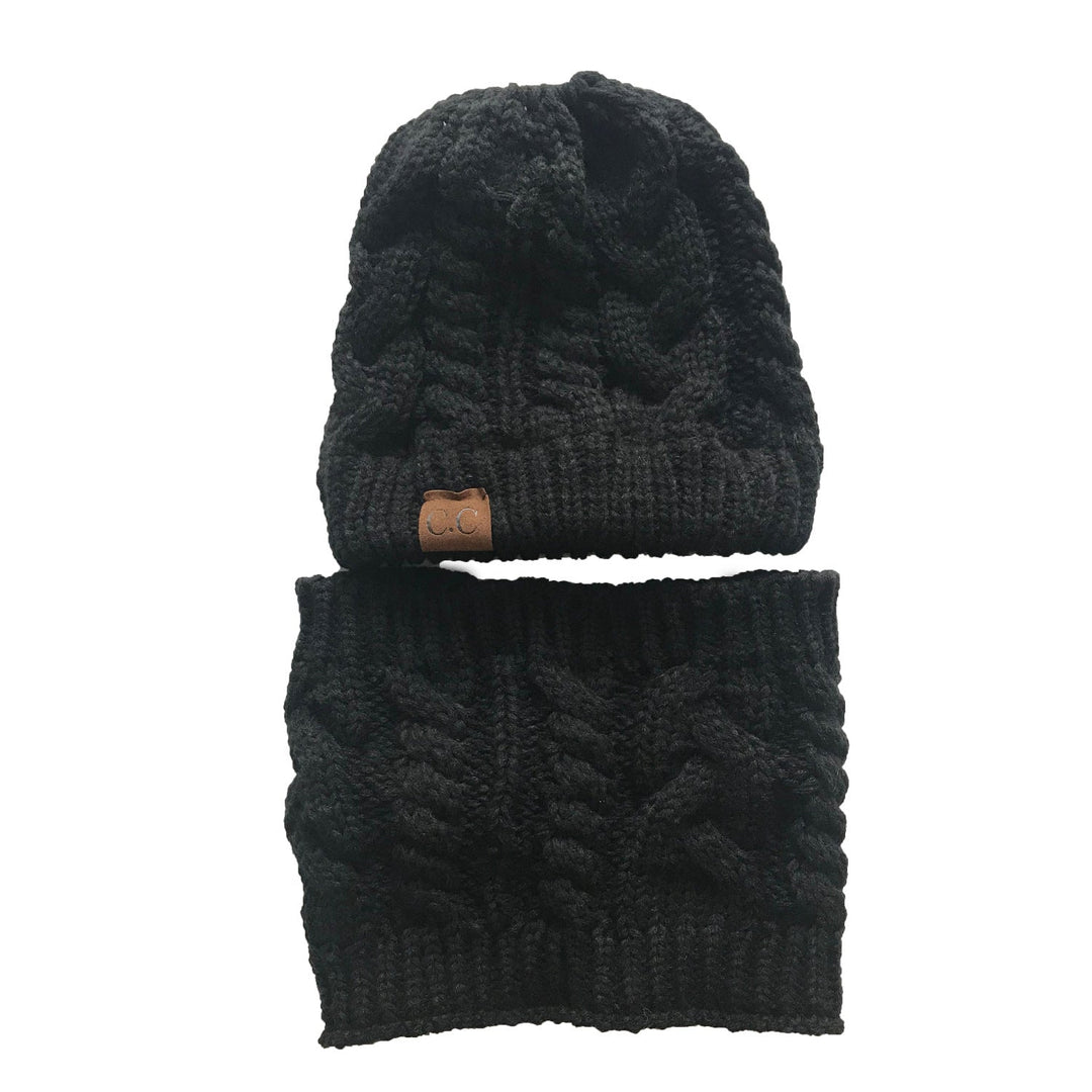 Strickmütze mit separatem Schlauchschal für Damen – dehnbar und warm