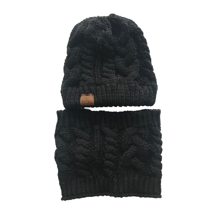 Strickmütze mit separatem Schlauchschal für Damen – dehnbar und warm
