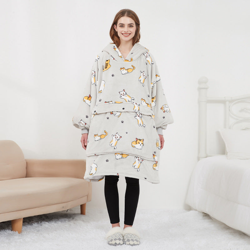 Beheizte Oversize-Hoodie-Decke aus Sherpa mit 3 Stufen