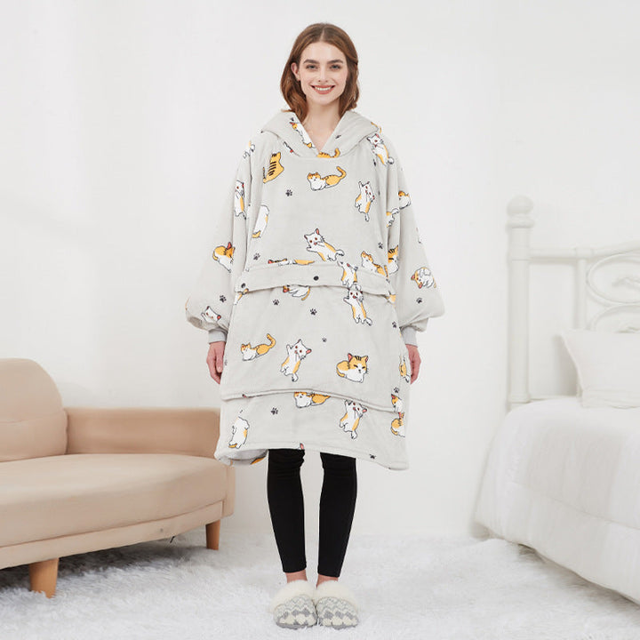 Beheizte Oversize-Hoodie-Decke aus Sherpa mit 3 Stufen
