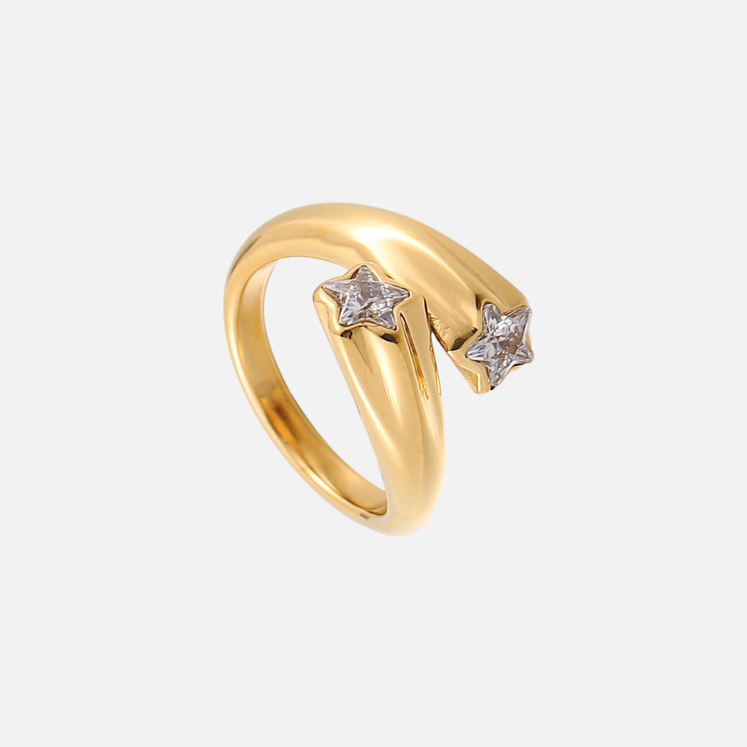 Sternring – verstellbarer goldener Wickelring mit Stern