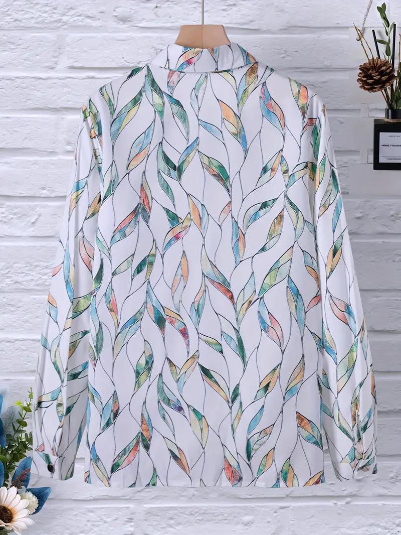 Trendige Damenbluse mit abstraktem Muster und Knopfleiste - Marlene