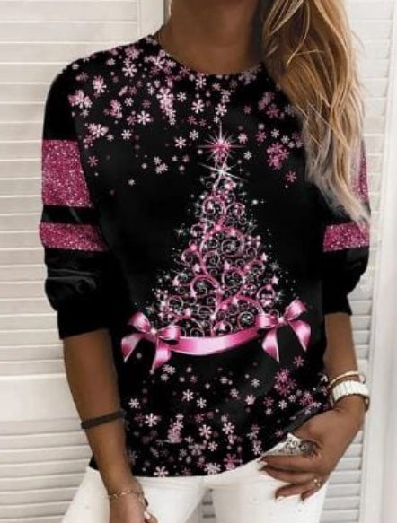Weihnachtssweater mit 3D-Print für Damen – Tannenbaum oder Schneeflocke