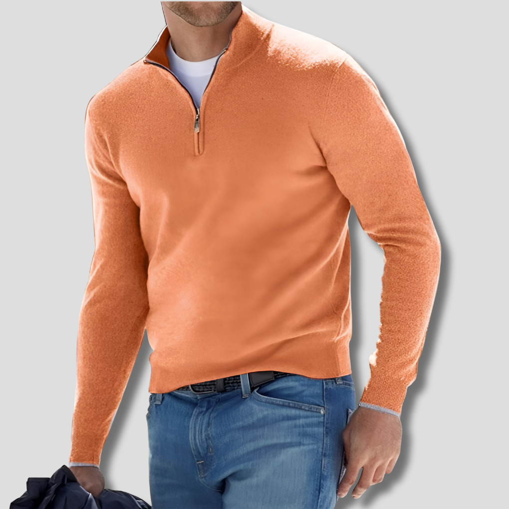 Baumwollpullover mit Reißverschlusskragen für Herren