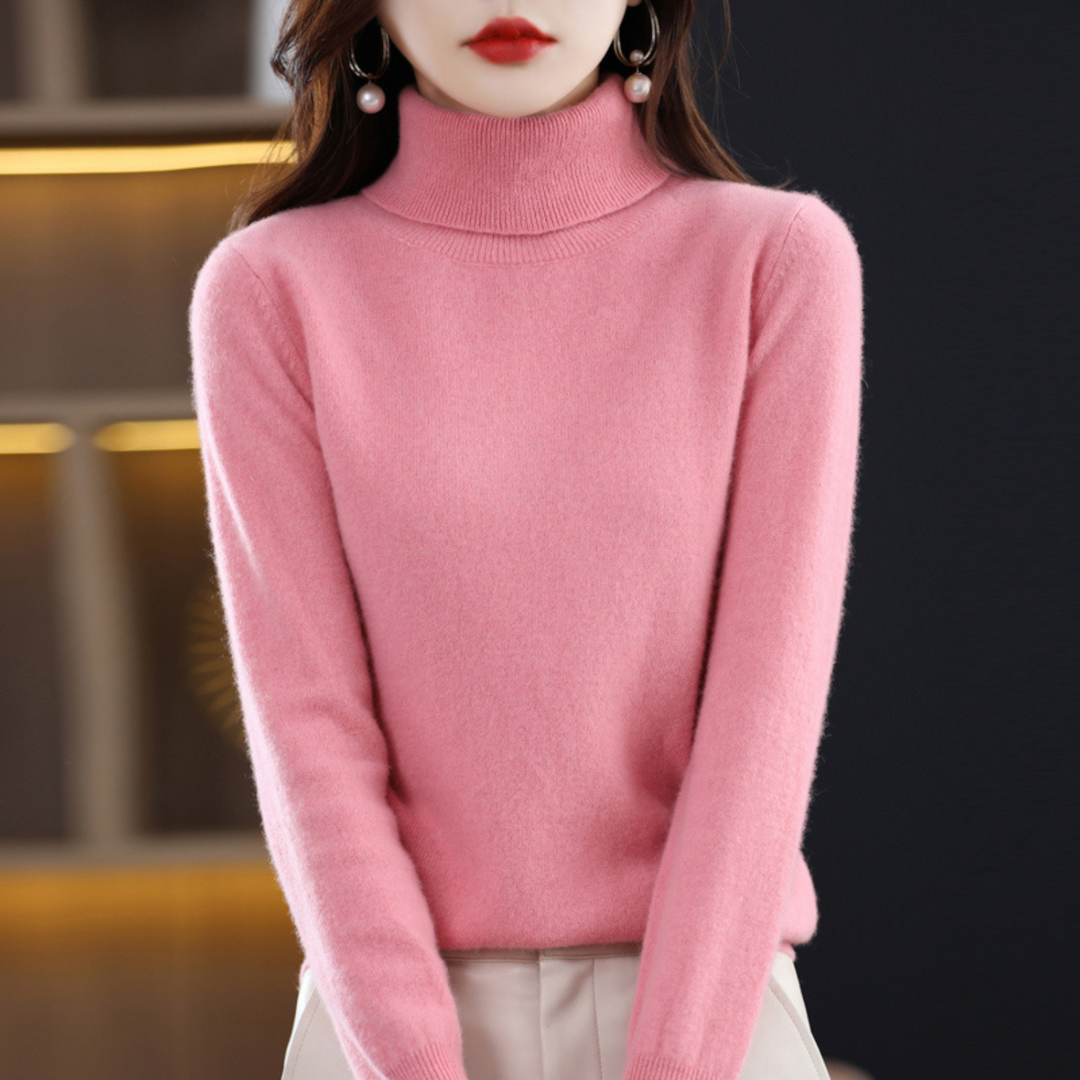 Damen‑Rollkragenpullover aus 100 % Kaschmir – weich, normale Passform