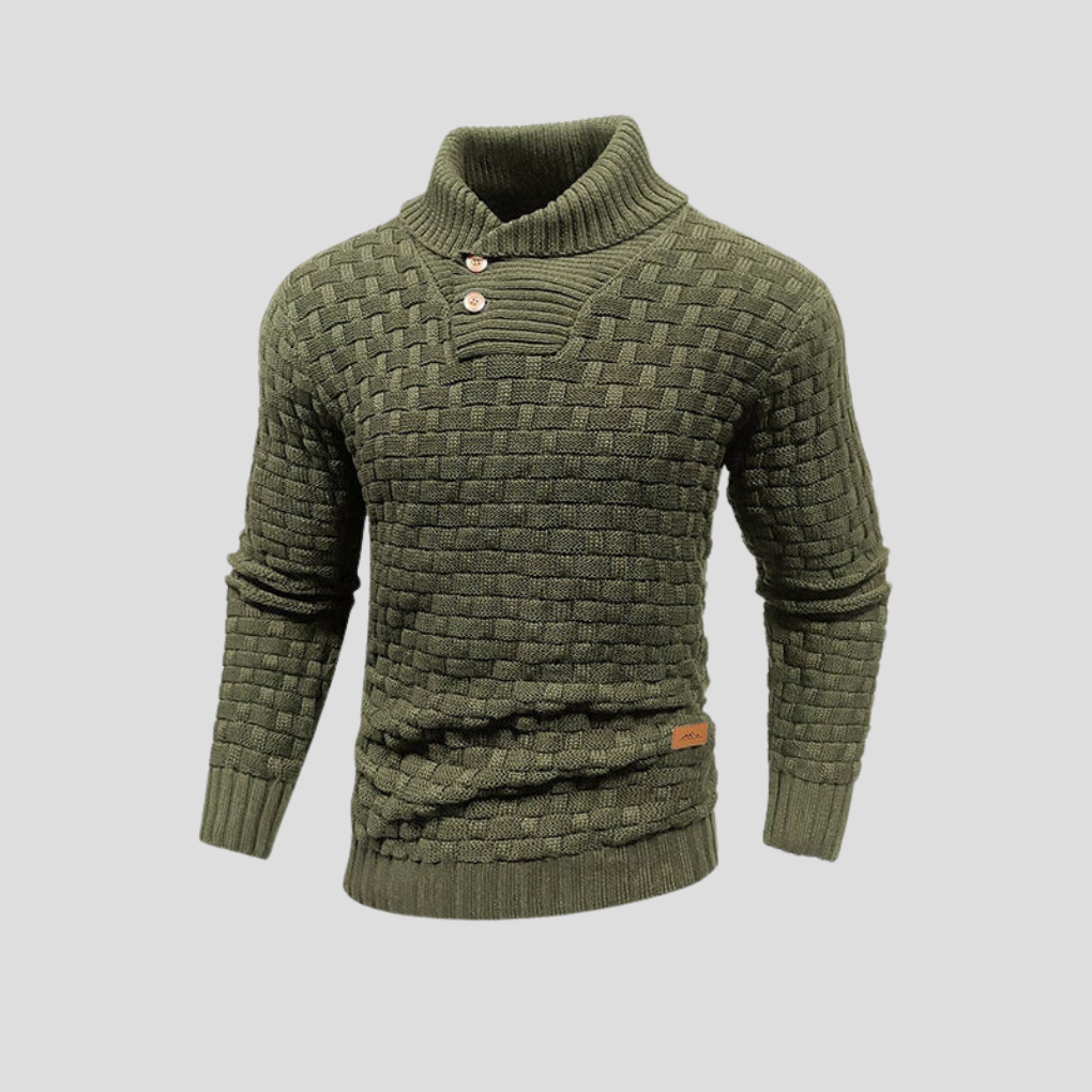 Halbkragen-Pullover mit Knöpfen für Herren
