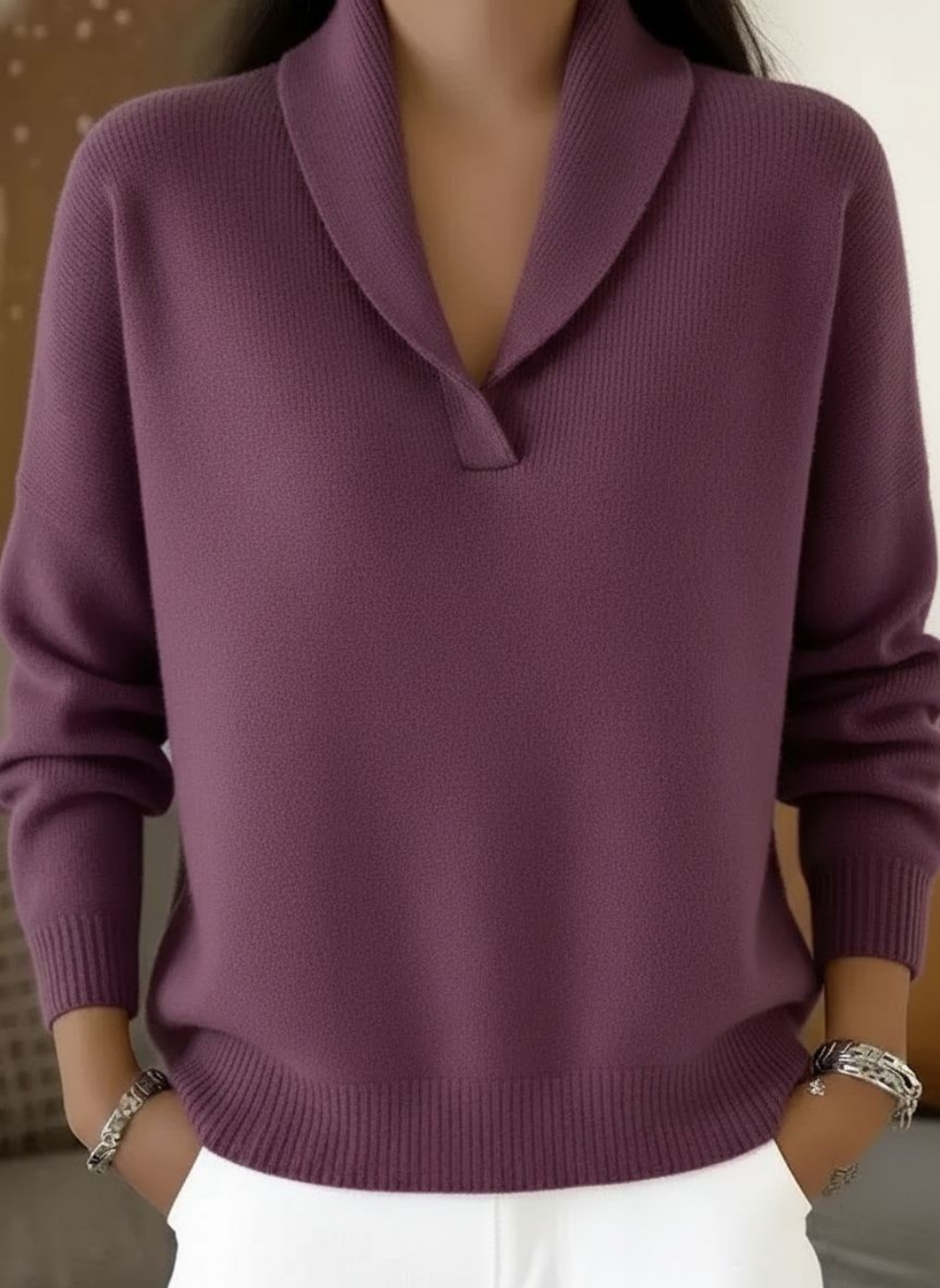 Eleganter Pullover mit V-Ausschnitt
