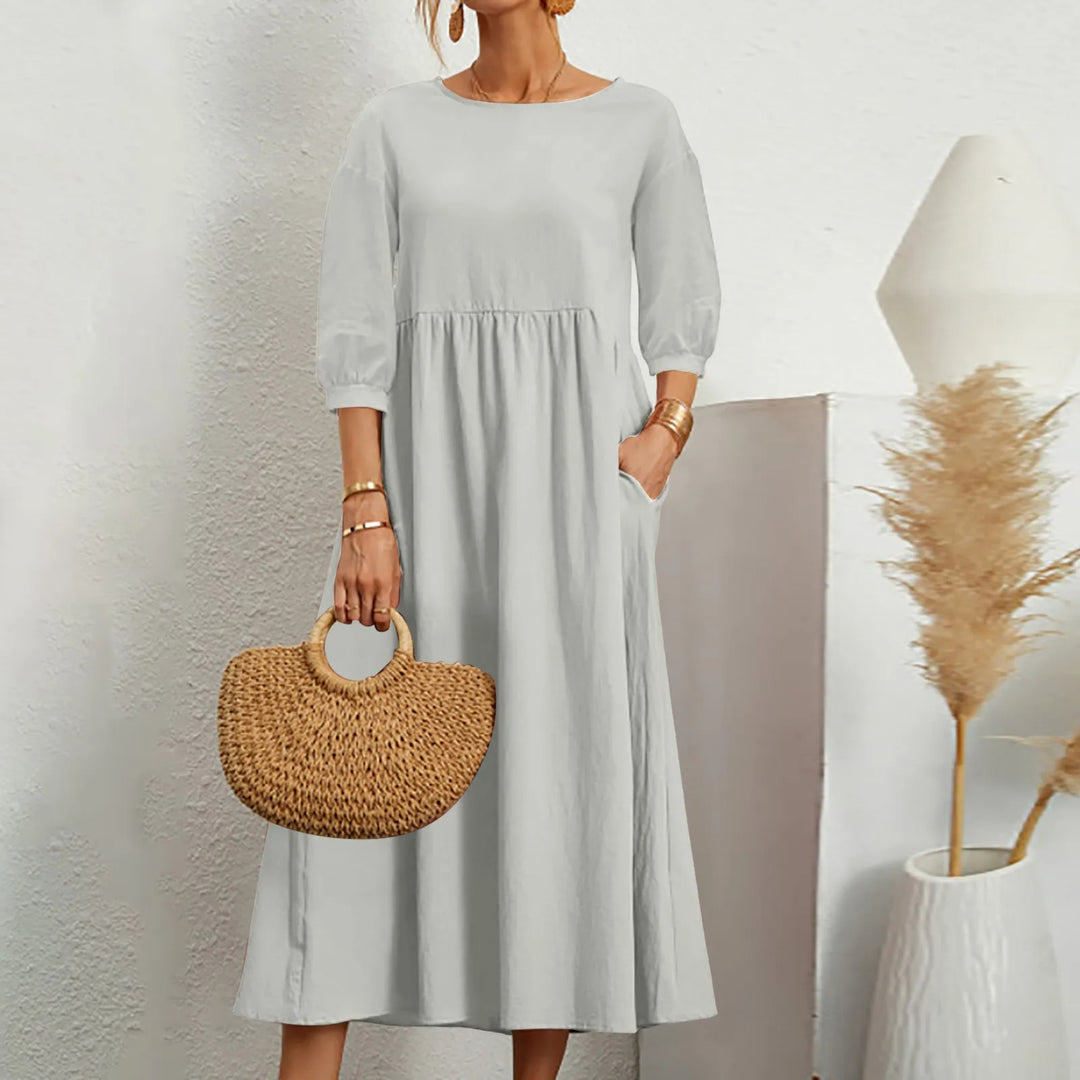 Lässiges, lockeres Patchwork-Midikleid
