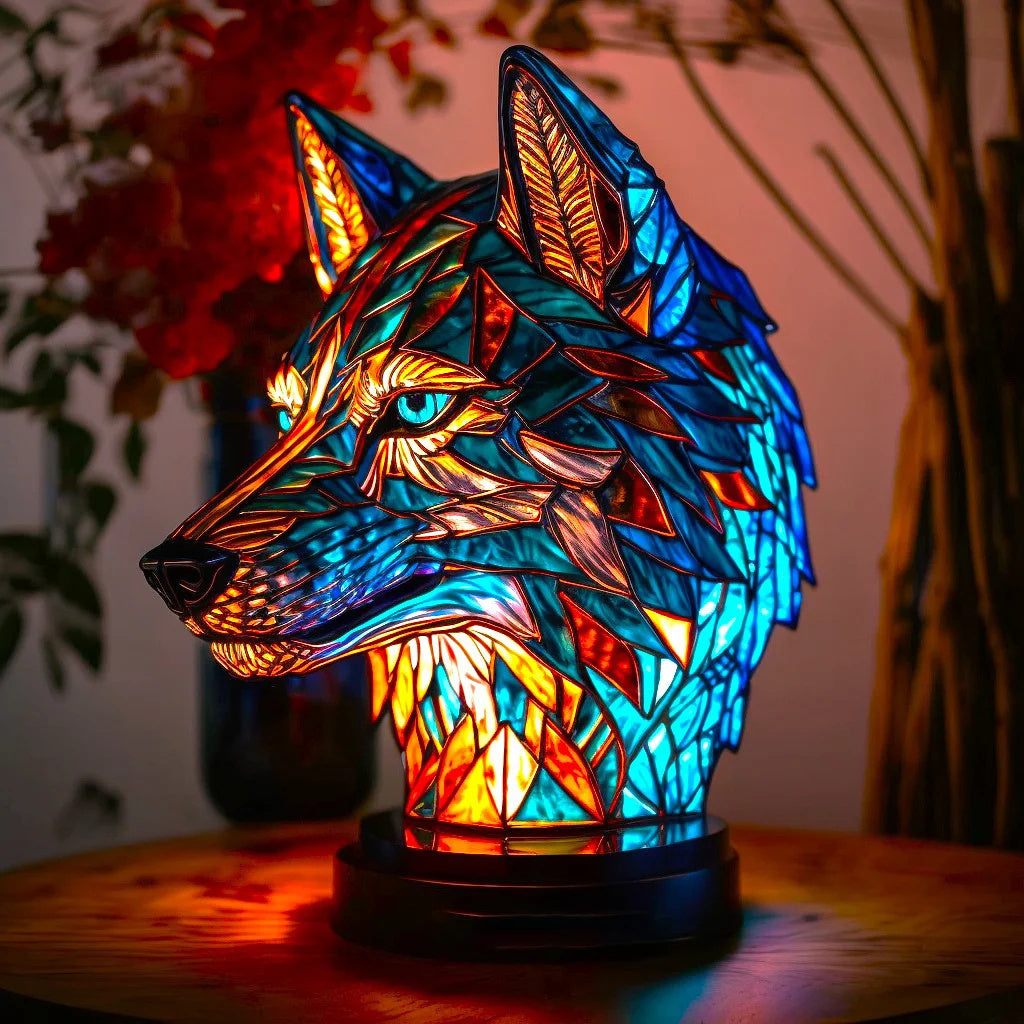 VitraGlow handgefertigtes Glas-Ornament | Elegante Tischlampe aus Harz und Glas mit lebendigen künstlerischen Mustern