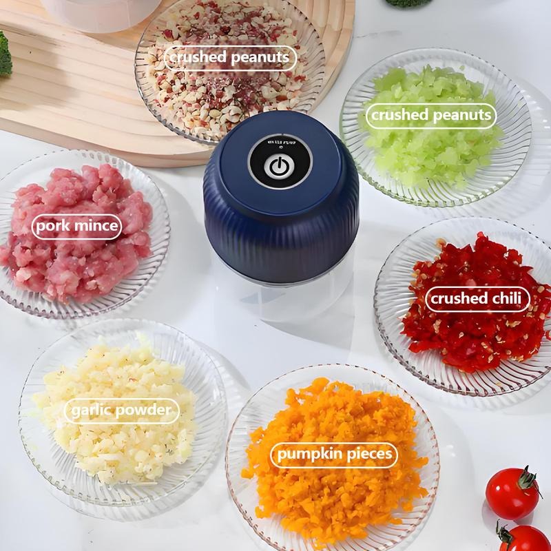 USB-wiederaufladbarer Mini-Zerkleinerer mit 4 Edelstahlklingen, 300-ml-Schüssel