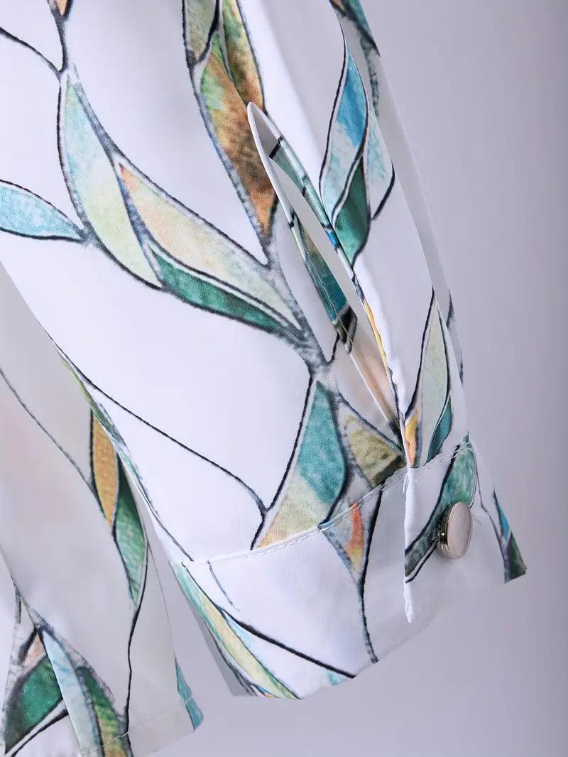 Trendige Damenbluse mit abstraktem Muster und Knopfleiste - Marlene