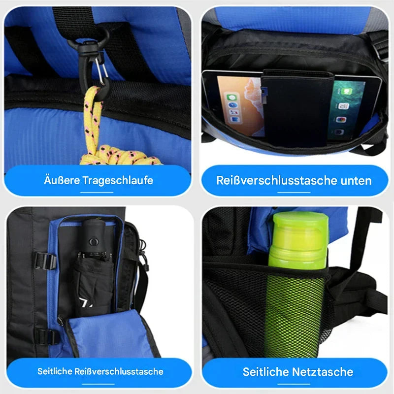 90 l wasserabweisender Camping- und Wanderrucksack