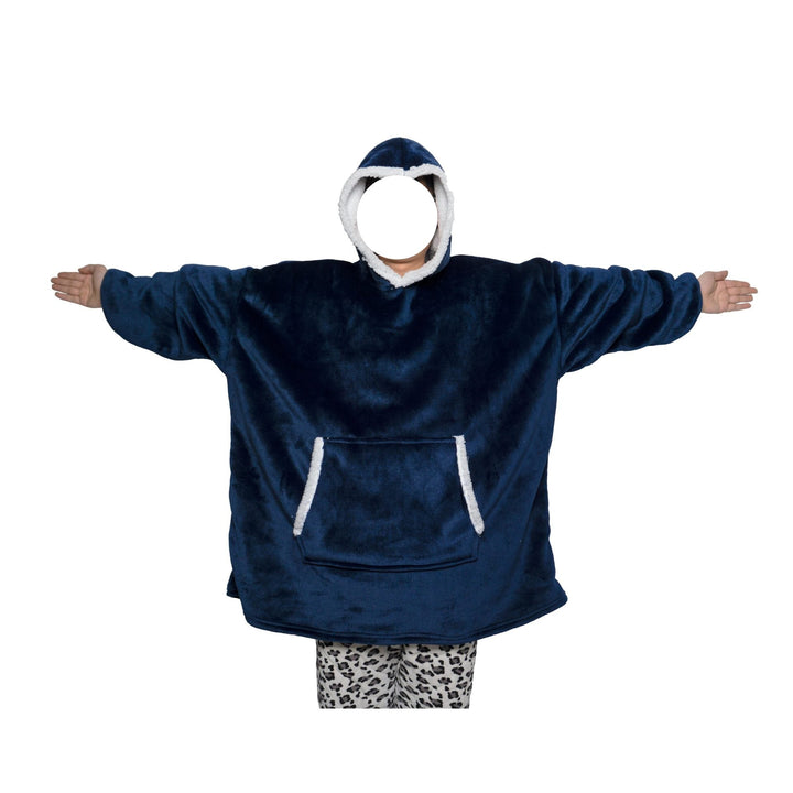 Decken-Hoodie aus Flanell mit Kapuze und Tasche – Einheitsgrösse