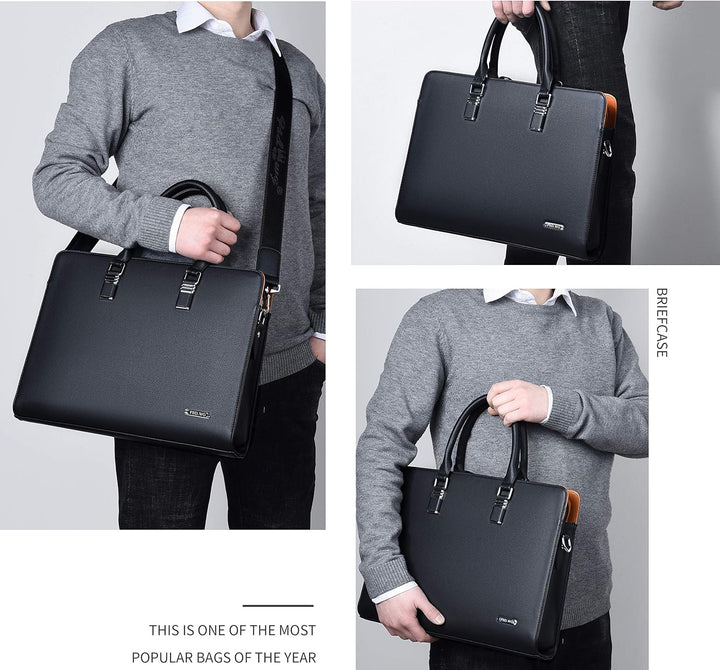 Business-Laptoptasche aus Echtleder mit mehreren Fächern für Profis