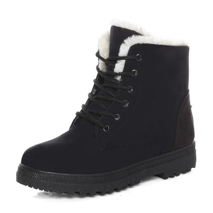 Hohe Schneestiefel für Damen mit Schnürung und warmem Wollfutter