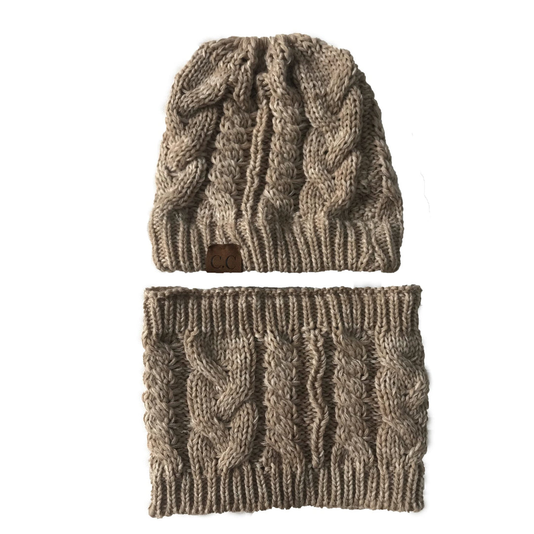 Strickmütze mit separatem Schlauchschal für Damen – dehnbar und warm