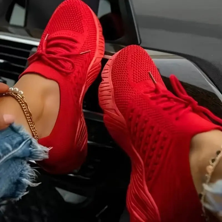 Damen Sommer Sneakers mit Schnürverschluss und Chunky Sohle
