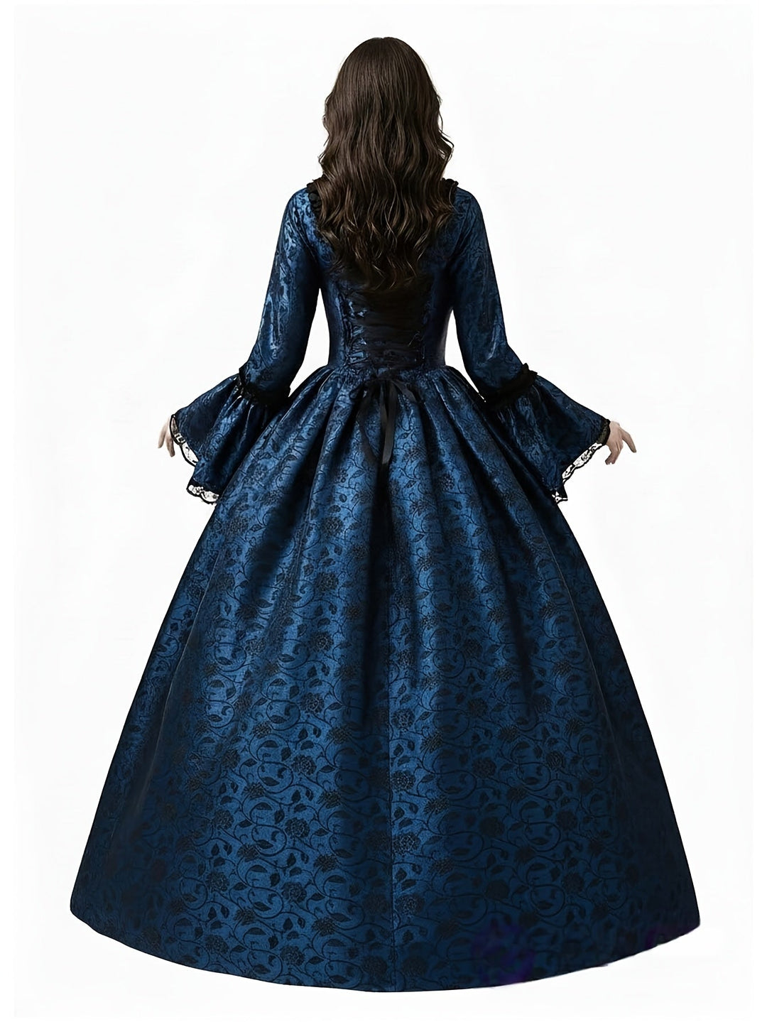 Frauen Gothic Vampir Halloween Kostümkleid mit ausgestellten Ärmeln